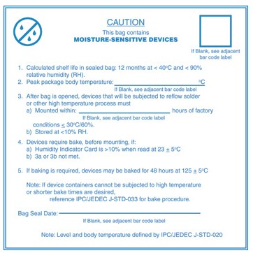 Dri Shield Moisture Sensitive Devices Label