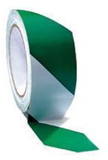 HAZARD WARNING FLOOR TAPE GREEN/WHITE
