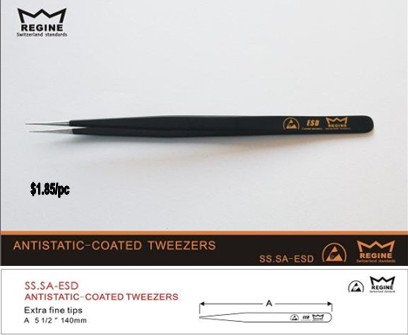 ESD BLACK TWEEZERS SS-SA