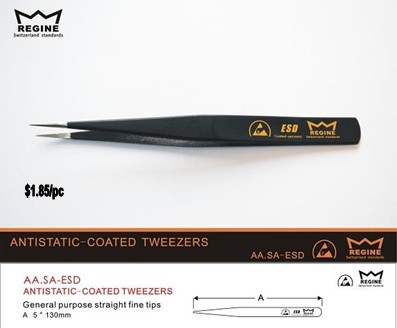 ESD BLACK TWEEZERS AA-SA